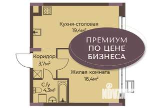 1-к квартира, вторичка, 44м2, 2/12 этаж
