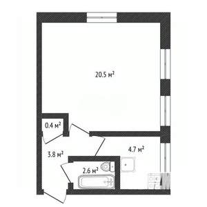 1-к квартира, вторичка, 31м2, 1/2 этаж