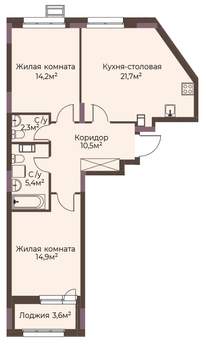 2-к квартира, вторичка, 71м2, 5/12 этаж