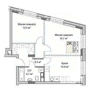 Студия квартира, строящийся дом, 58м2, 3/9 этаж