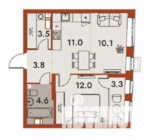 2-к квартира, строящийся дом, 48м2, 13/25 этаж