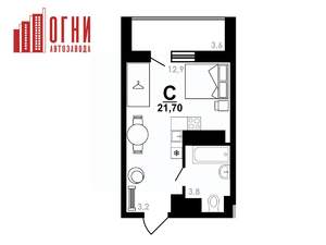 Студия квартира, вторичка, 22м2, 18/25 этаж