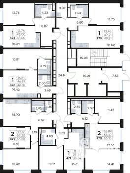 2-к квартира, вторичка, 55м2, 2/13 этаж
