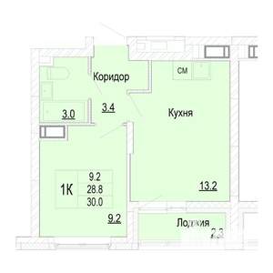 1-к квартира, вторичка, 30м2, 21/25 этаж