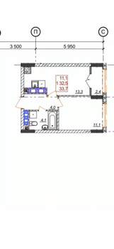 1-к квартира, сданный дом, 35м2, 25/25 этаж