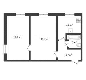 2-к квартира, вторичка, 37м2, 2/2 этаж
