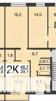 2-к квартира, вторичка, 47м2, 4/5 этаж