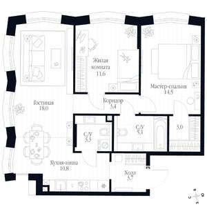 3-к квартира, вторичка, 73м2, 2/20 этаж