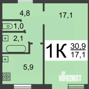 1-к квартира, вторичка, 30м2, 1/5 этаж