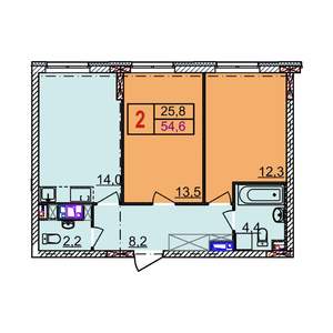 2-к квартира, строящийся дом, 55м2, 12/18 этаж