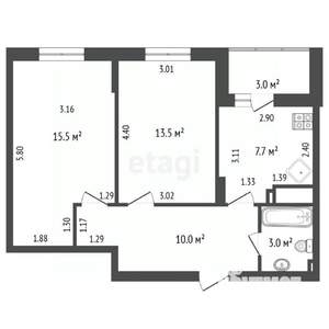 2-к квартира, вторичка, 51м2, 22/24 этаж