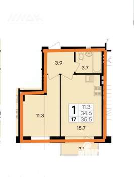 1-к квартира, вторичка, 36м2, 3/4 этаж