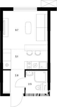 Студия квартира, вторичка, 20м2, 16/25 этаж