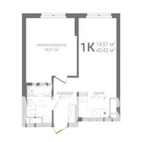 1-к квартира, строящийся дом, 40м2, 19/19 этаж