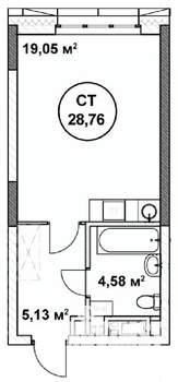 Студия квартира, строящийся дом, 29м2, 12/22 этаж