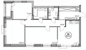 3-к квартира, строящийся дом, 93м2, 11/14 этаж