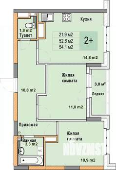 2-к квартира, вторичка, 54м2, 20/25 этаж