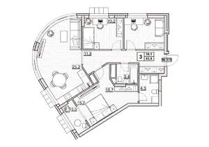 3-к квартира, вторичка, 84м2, 21/24 этаж