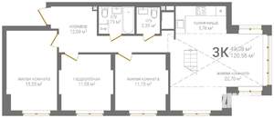 3-к квартира, вторичка, 118м2, 19/19 этаж