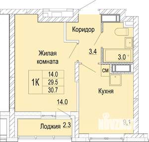 1-к квартира, вторичка, 31м2, 20/25 этаж