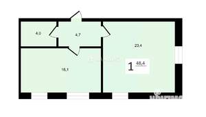 1-к квартира, вторичка, 48м2, 1/5 этаж
