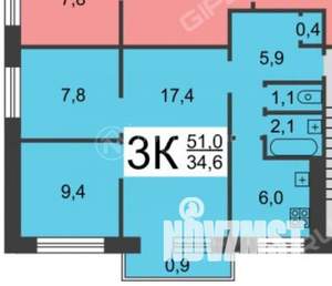 3-к квартира, вторичка, 50м2, 4/5 этаж