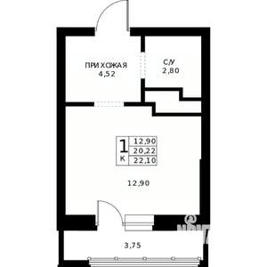 Студия квартира, вторичка, 22м2, 18/24 этаж