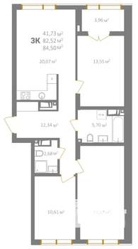 3-к квартира, вторичка, 85м2, 5/18 этаж