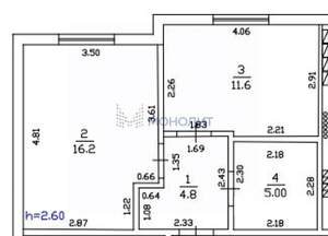 1-к квартира, вторичка, 38м2, 1/3 этаж