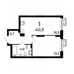 1-к квартира, вторичка, 40м2, 8/19 этаж