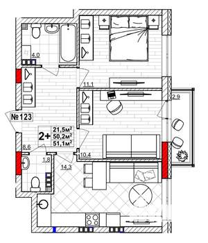 2-к квартира, вторичка, 51м2, 3/4 этаж