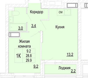 1-к квартира, вторичка, 30м2, 20/25 этаж
