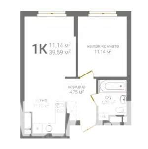 1-к квартира, строящийся дом, 40м2, 19/19 этаж