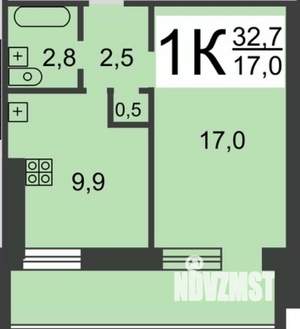 1-к квартира, вторичка, 32м2, 1/9 этаж