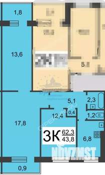 3-к квартира, вторичка, 62м2, 9/9 этаж