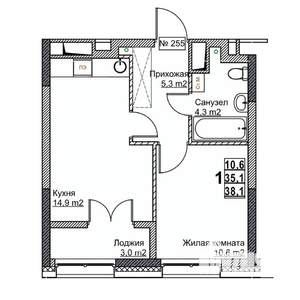 1-к квартира, вторичка, 38м2, 15/24 этаж