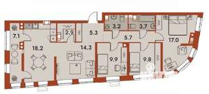 4-к квартира, строящийся дом, 97м2, 8/25 этаж