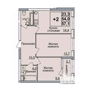 2-к квартира, вторичка, 56м2, 20/20 этаж