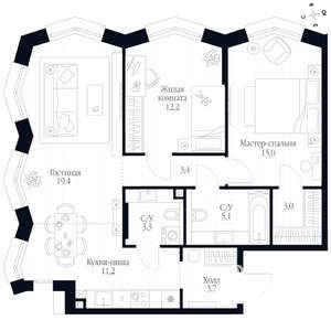 3-к квартира, вторичка, 76м2, 8/20 этаж