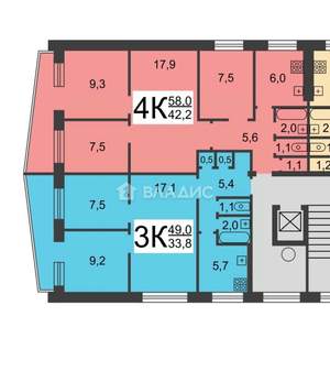 3-к квартира, вторичка, 49м2, 4/9 этаж