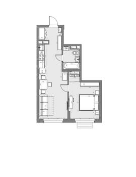 1-к квартира, сданный дом, 43м2, 14/22 этаж