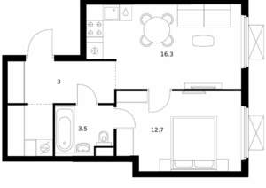 1-к квартира, вторичка, 41м2, 15/25 этаж