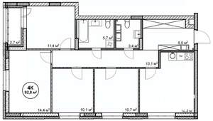4-к квартира, вторичка, 93м2, 13/14 этаж