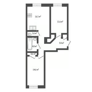 2-к квартира, вторичка, 59м2, 4/4 этаж