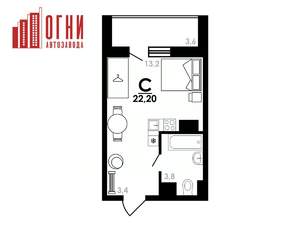 Студия квартира, вторичка, 22м2, 13/25 этаж