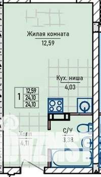 Студия квартира, вторичка, 24м2, 1/4 этаж