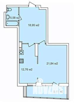1-к квартира, строящийся дом, 63м2, 19/25 этаж