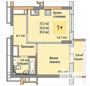 1-к квартира, вторичка, 36м2, 24/25 этаж