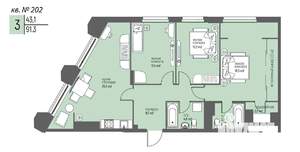 3-к квартира, вторичка, 91м2, 19/25 этаж