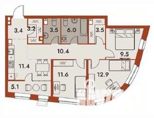 4-к квартира, строящийся дом, 81м2, 4/25 этаж